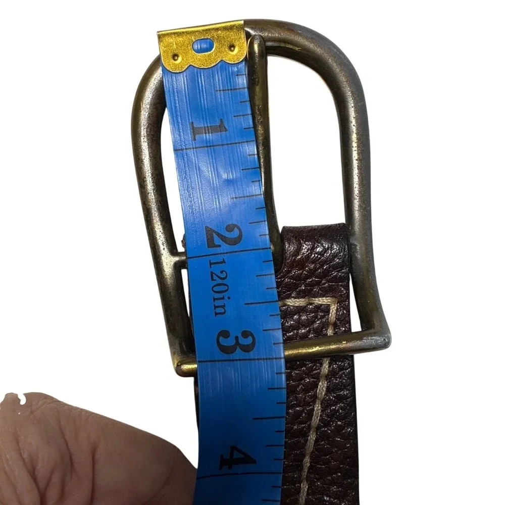 Men Braided Woven Leather Belt Brown Antique Brass Buckle Boho Western 32 34